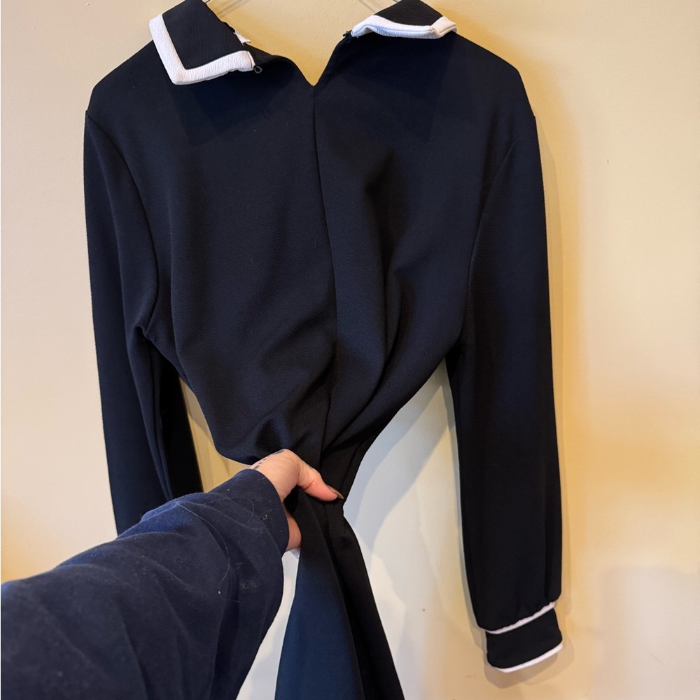 Vintage Zara Elegant Black Jacket with White Trim